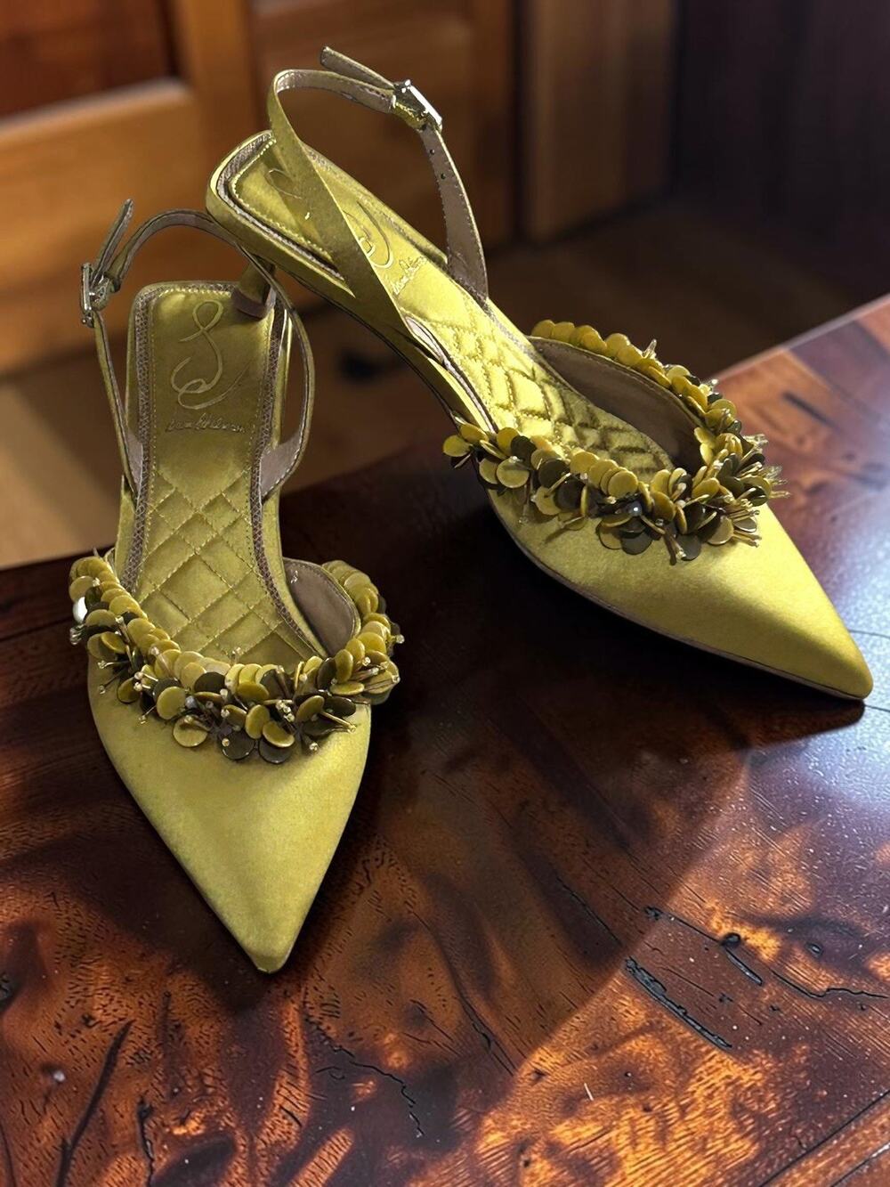 Sam Edelman Trent Embellished Slingback Kitten Heel Pumps Sz 6 Pointed-Toe New